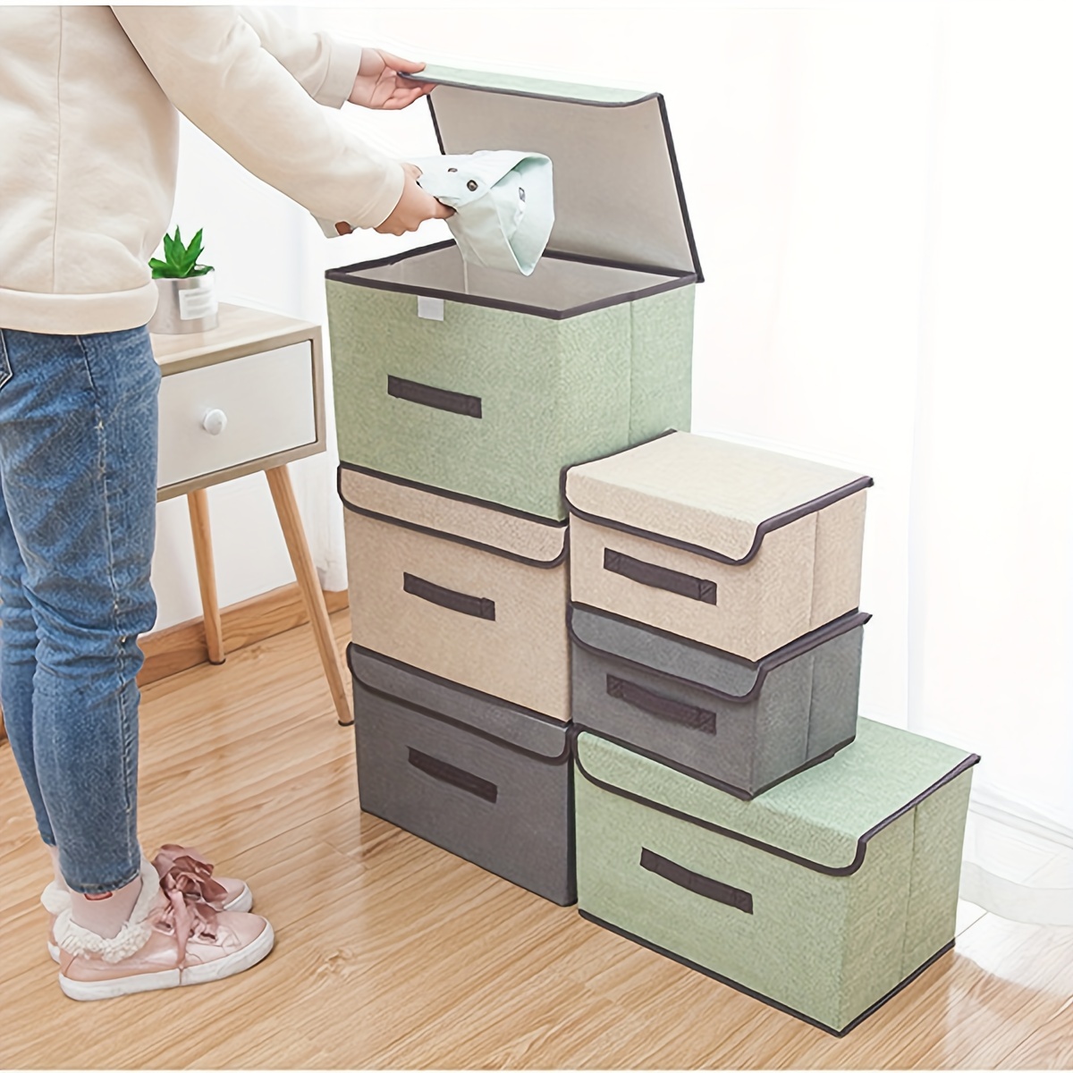 3X Jeans Storage Box Multi-Compartments Large Capacity Foldable