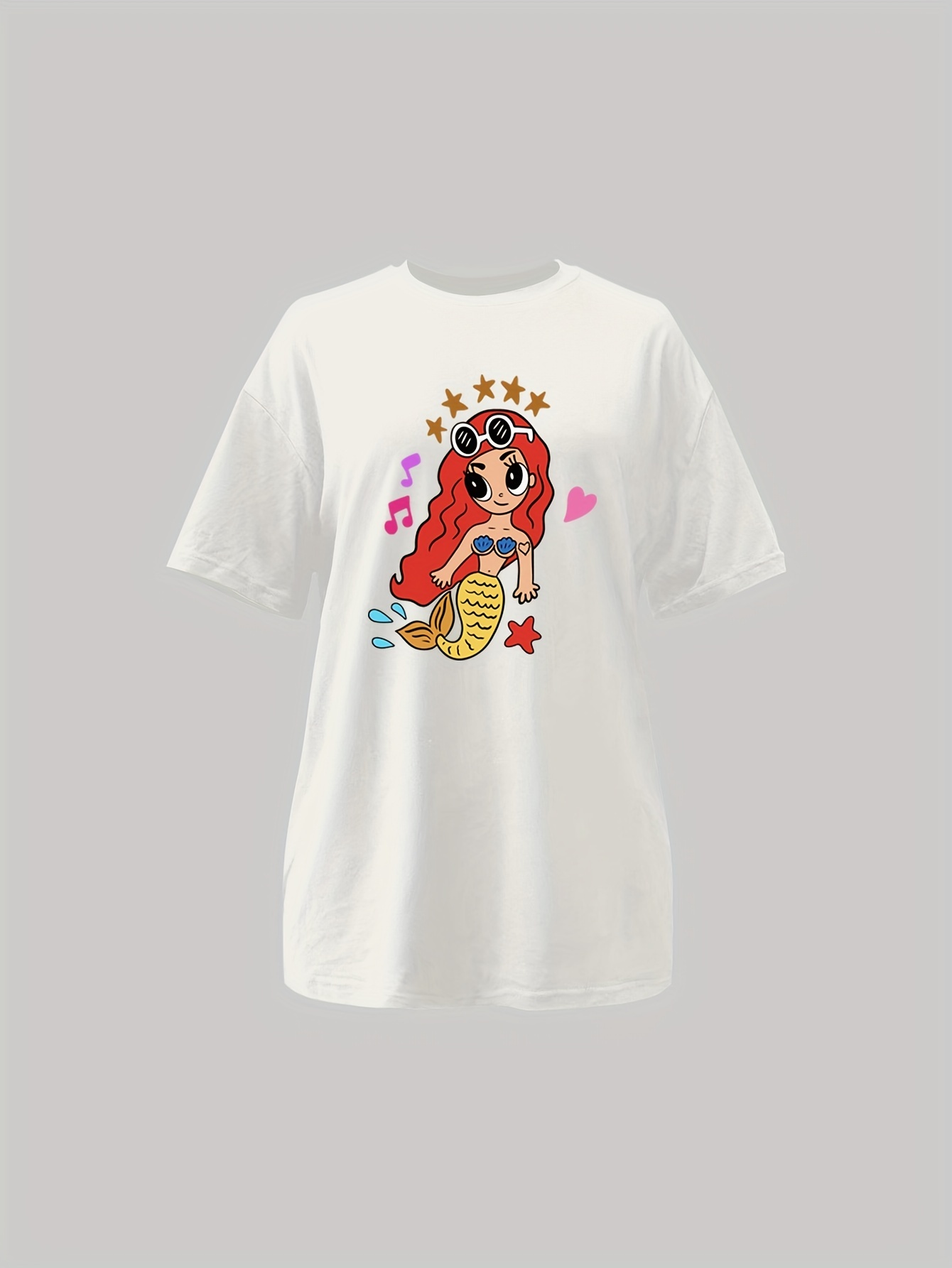  Women's T-Shirt Cartoon Graphic Drop Shoulder Tee