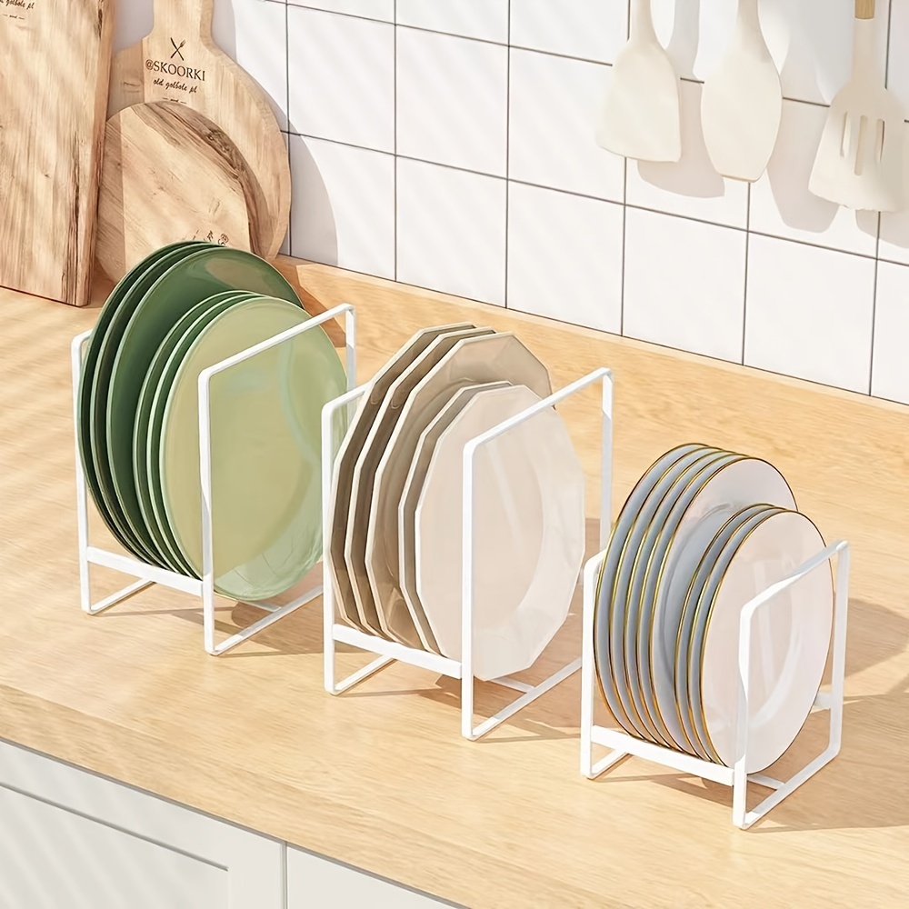 Iron Kitchen Vertical White Plate Rack, Metal Dish Organizer Stand For  Kitchen Cabinets/countertop, Towel Holder, Kitchen Accessories - Temu