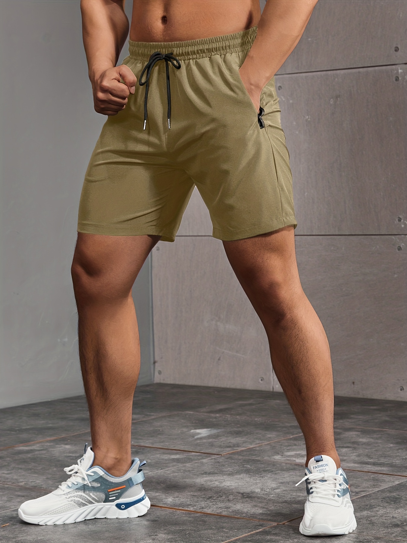Quick drying Zipper Pockets Drawstring Shorts Men's Casual - Temu