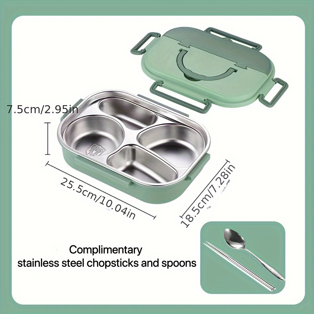 4 Grids Stainless Steel Lunch Box Thermo Bento Box Food Container For Kids  Leakproof Microwave Safe Lunchbox