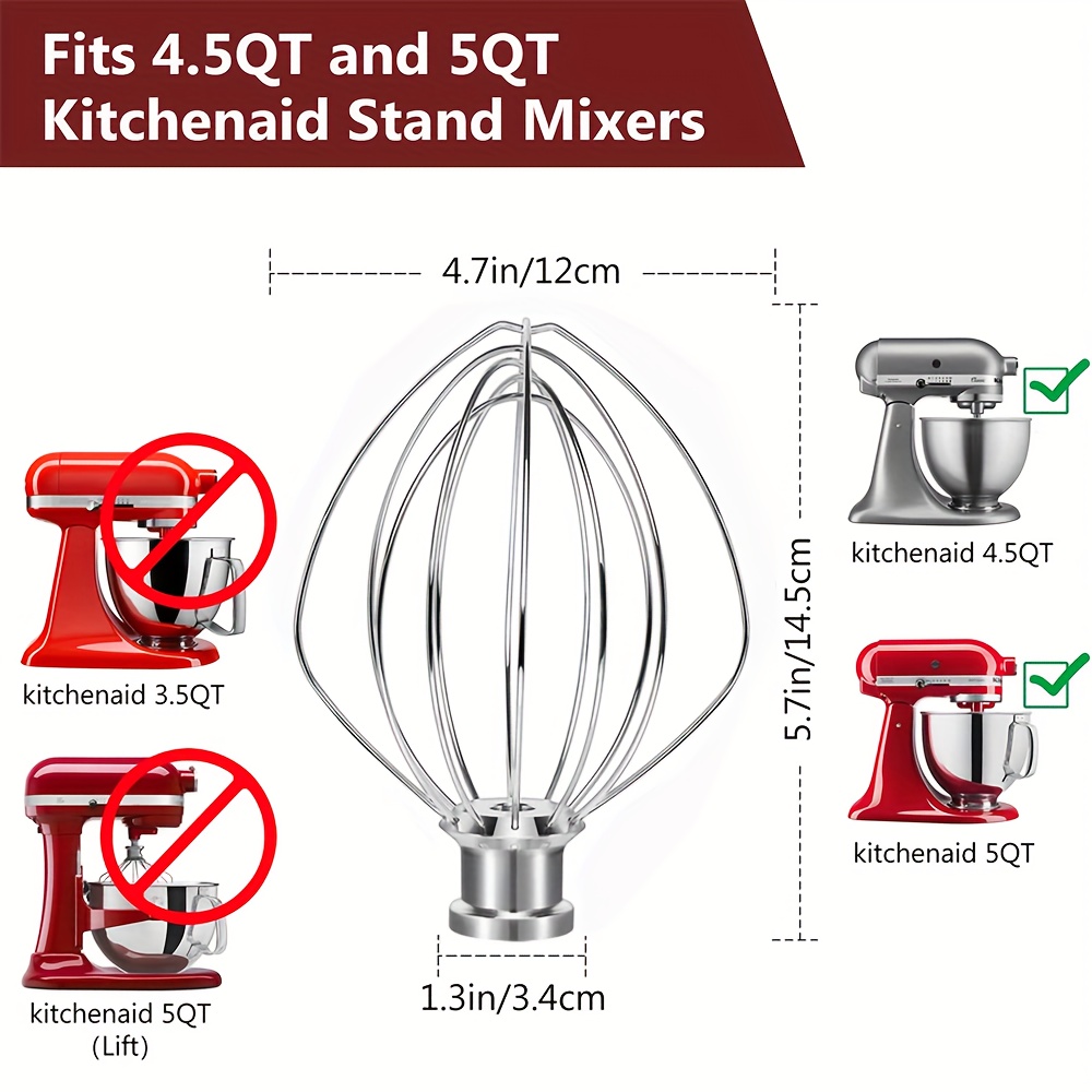  K45WW Stainless Steel Wire Whip for KitchenAid,Attachment for Kitchen  aid 4.5 and 5-Quart Tilt-Head Stand Mixer: Home & Kitchen