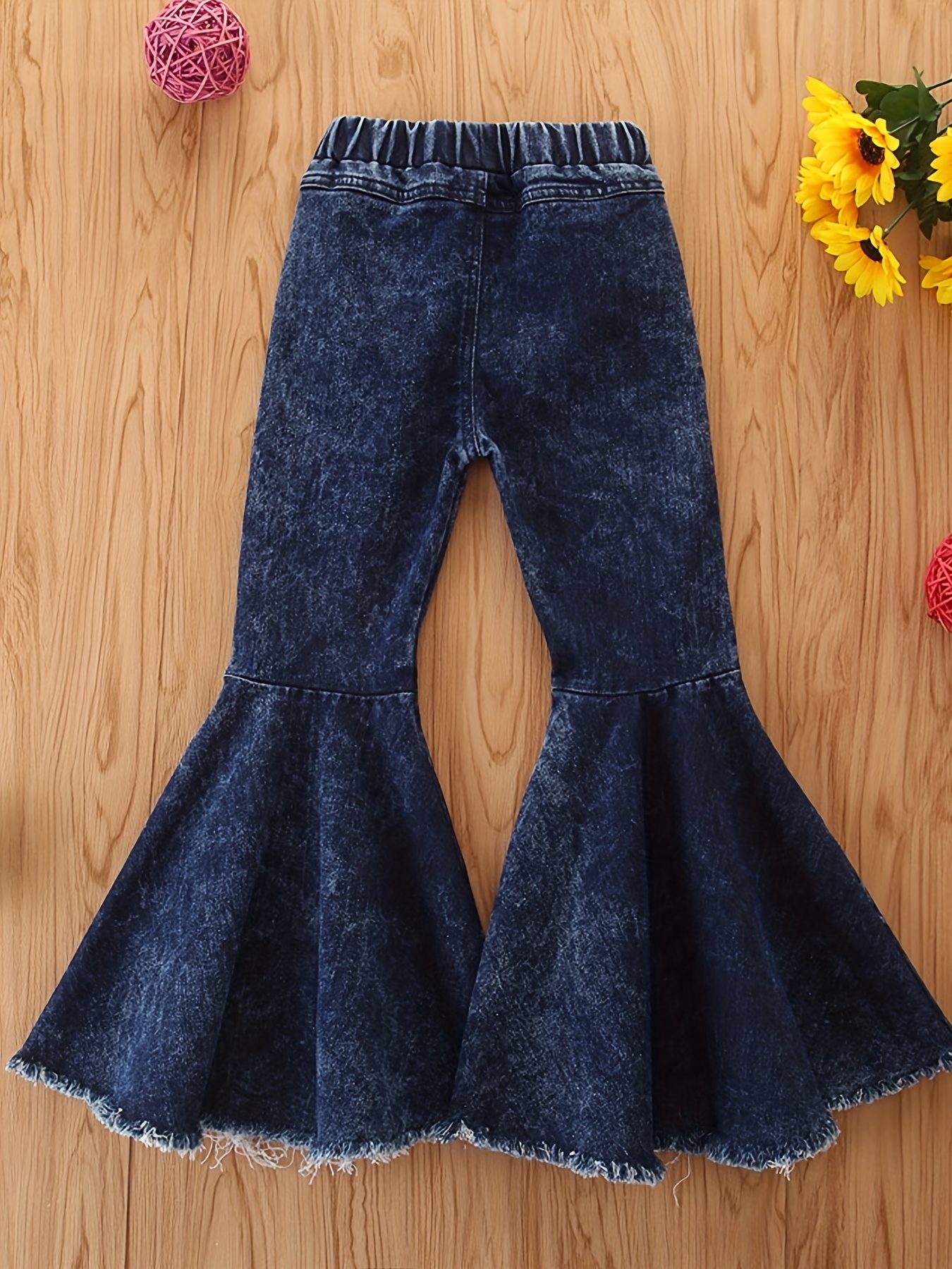 Girls' Stylish Bell bottom Jeans Pull Cute Flared Trousers - Temu