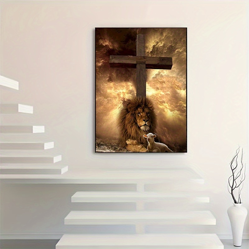 

Diy 5d Diamond Painting Beginner Religion Lion Mosaic Full Round Crystal Stone Art Digital Home Wall Decoration 20x30cm/7.87in*11.8in