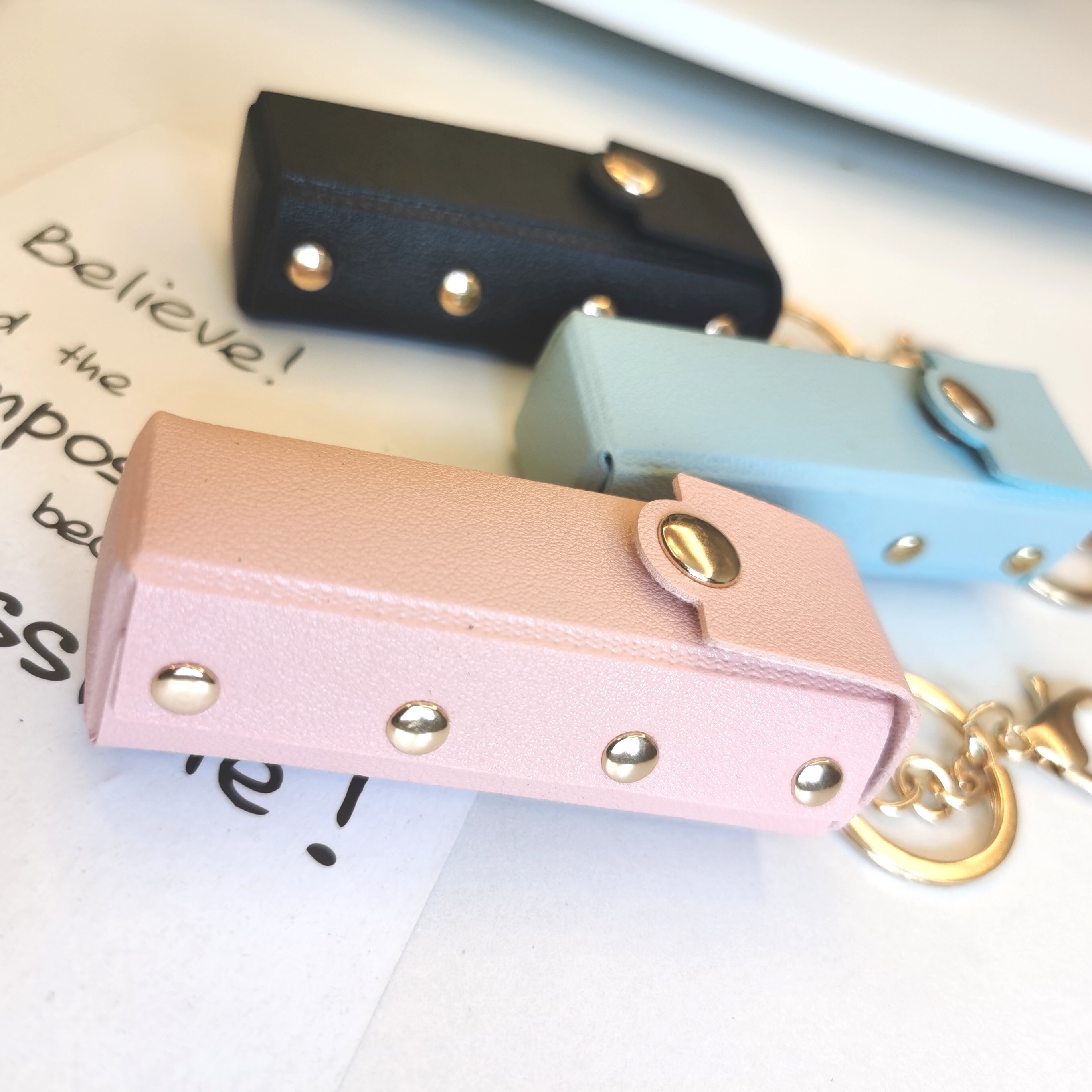 Mini Portable Lipstick Holder Genuine Leather Key Storage - Temu