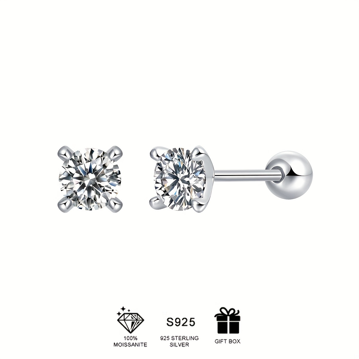 Aurabling S925 Simple Moissanite Earrings, Ear Jewelry - Temu