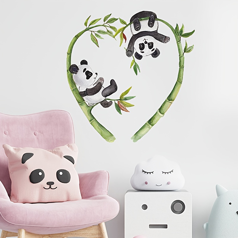 1pc Cartoon Panda Pattern Wall Sticker Vinyl, Self Adhesive Removable Wall  Decal, Cute Wall Stickers Decal Wallpaper For Kids Home Living Room Bedroom