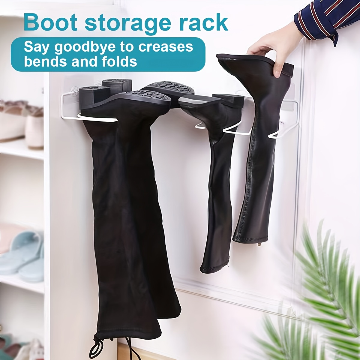 1pc Metal Hanging Boot Storage Rack, Anti-deformation Boots Support Rack  For Sneakers, Slippers, Wall Mounted Shoes Storage Rack, Household Space  Savi