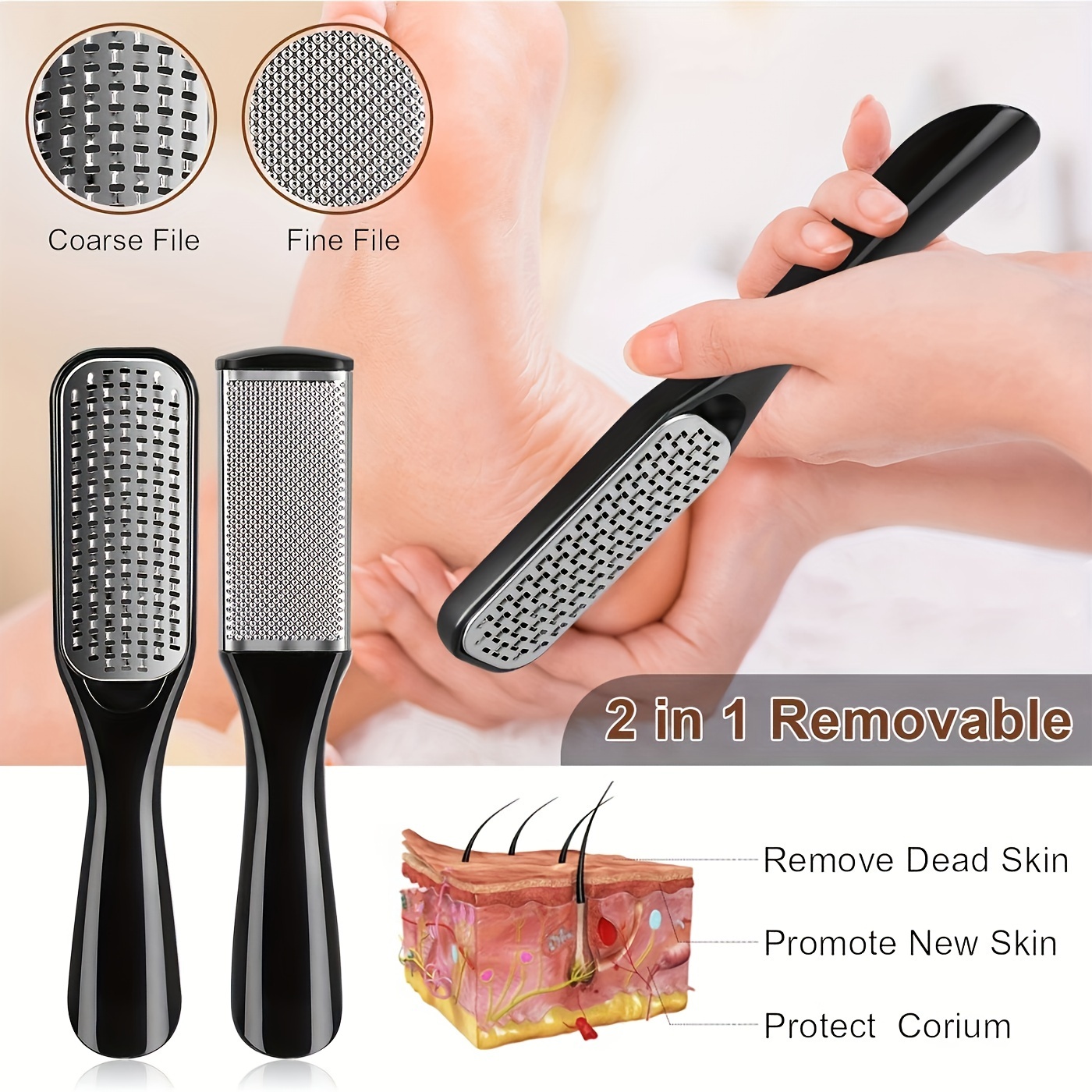 Stainless Steel Foot Skin File, Professional Foot Care Tools
