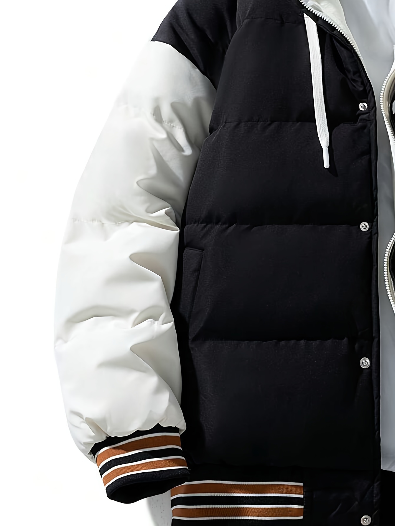 Men's Stylish Puffer Coat Pockets Casual Breathable Zip Long - Temu