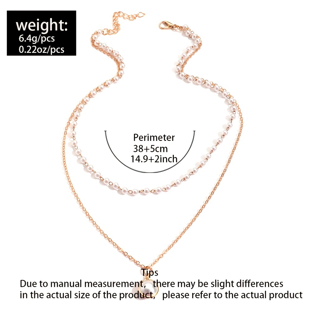 Double Layered Imitation Pearl Necklace Elegant Simple Style For Women  Party Neck Accessories