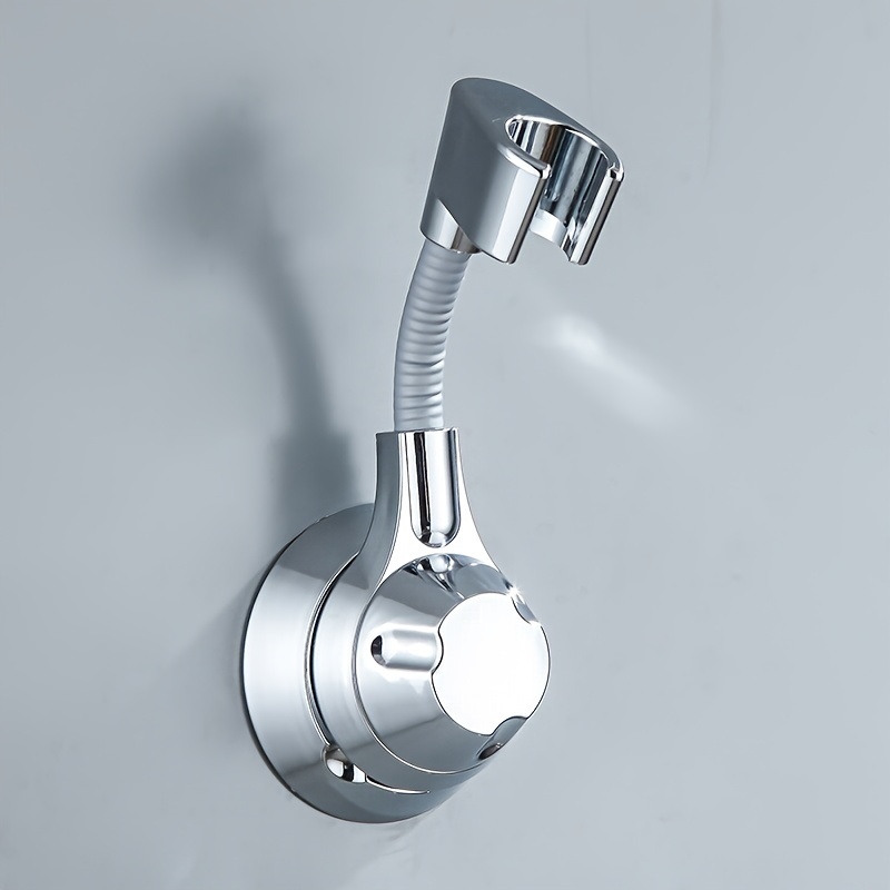 Shower Head Holder Strong Adhesive Adjustable Handheld Shower Wand Holder  No Drilling Wall Mount Bracket (Silver)