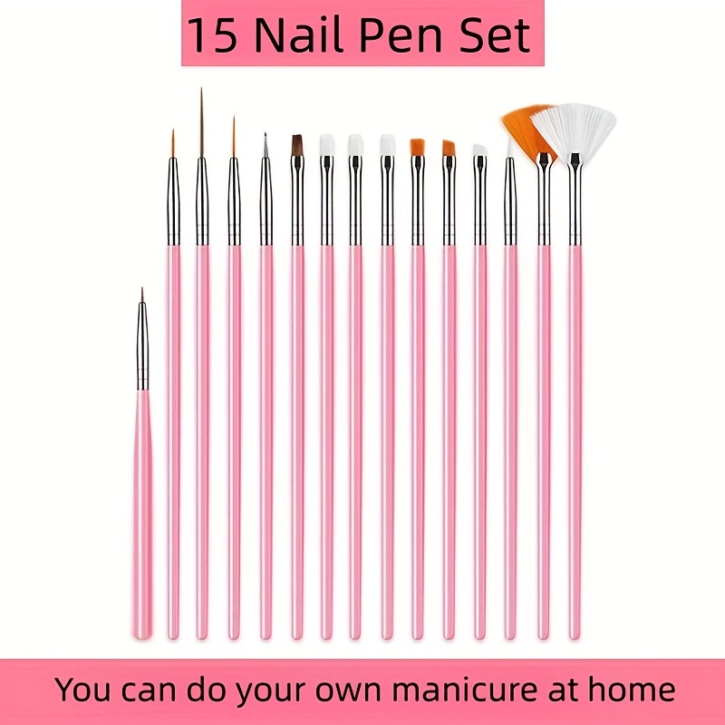 Uv Gel Nail Brush Set - 15 Silicone Brushes And Dotting Pen For