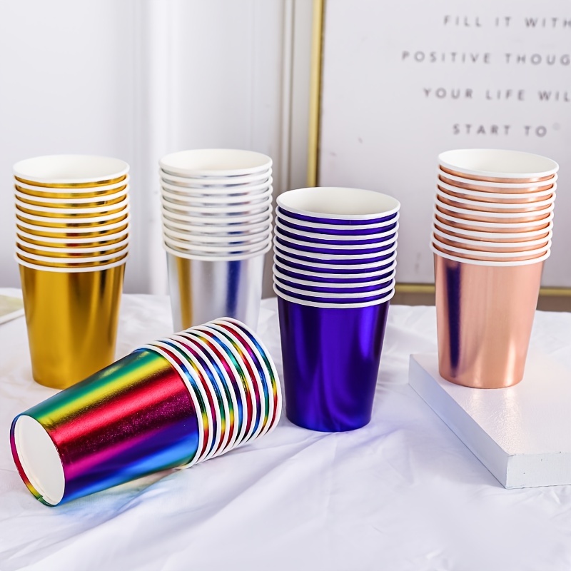 Glad Everyday Disposable Paper Cups with Rainbow Design | Heavy Duty Paper  Cups