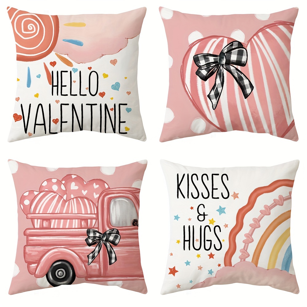 Valentine s Day Throw Pillowcase Love Wins Heart Rainbow Bow Temu