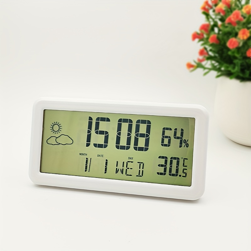 White Temperature Humidity Meter Clock Multifunctional - Temu