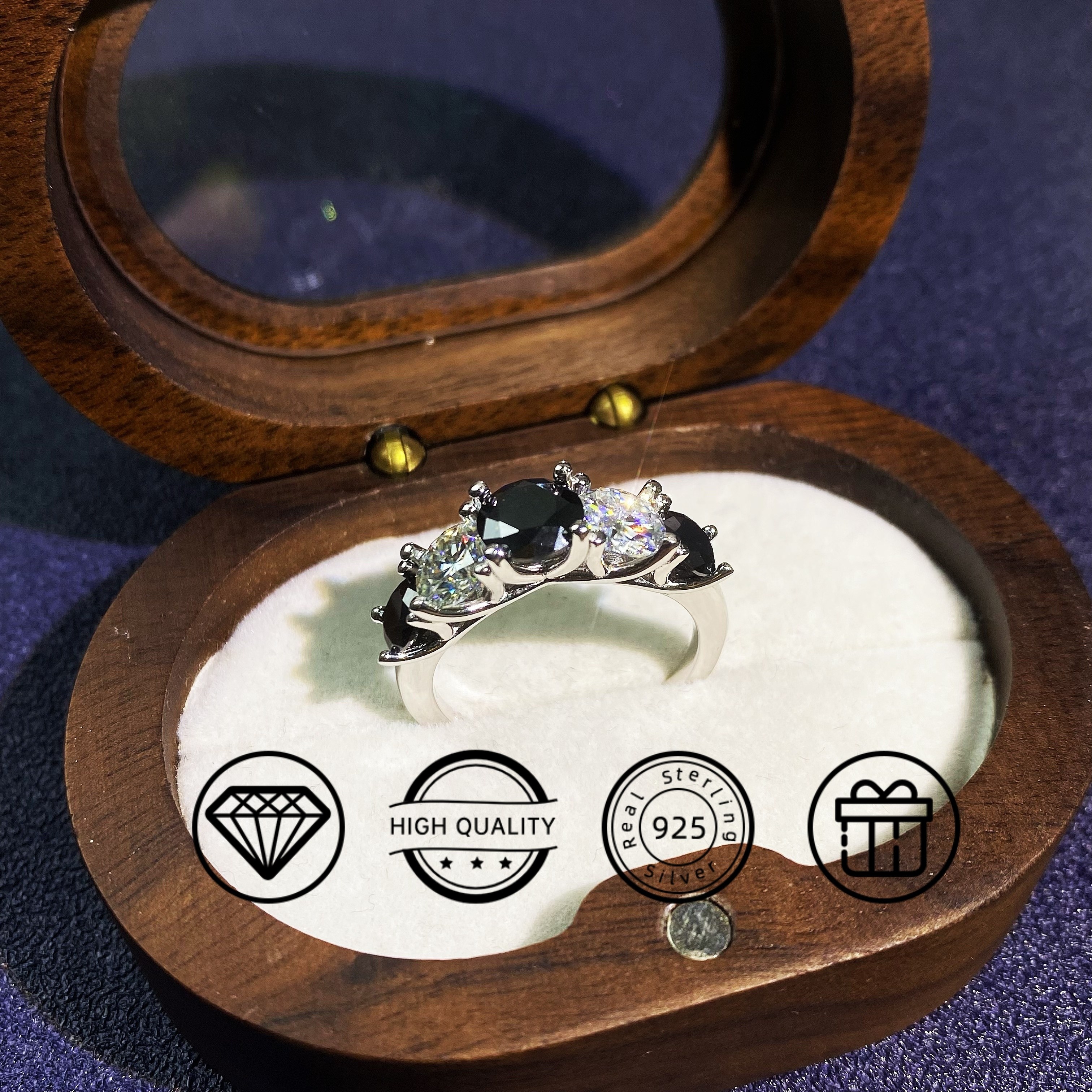 925 Silver Ring Inlaid Moissanite 3.6ct High Engagement Wedding Ring