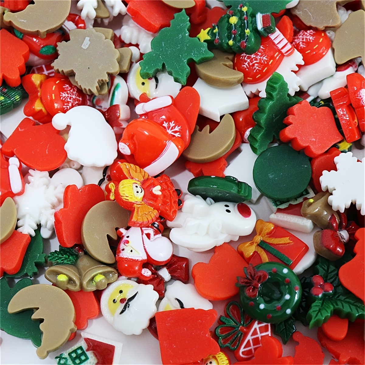 5/20pcs Christmas Style Candy Deer Gift Multi Designs Resin Charms Stickers  For DIY Materials Holiday Decors For Phone Case, Hairpin, Sticker And Othe