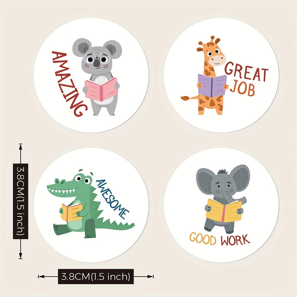 500 pcs Reward Stickers for Kids Animal Designs 1 Inch Motivational Stickers  Teacher Supplies for Classroom Preschool 