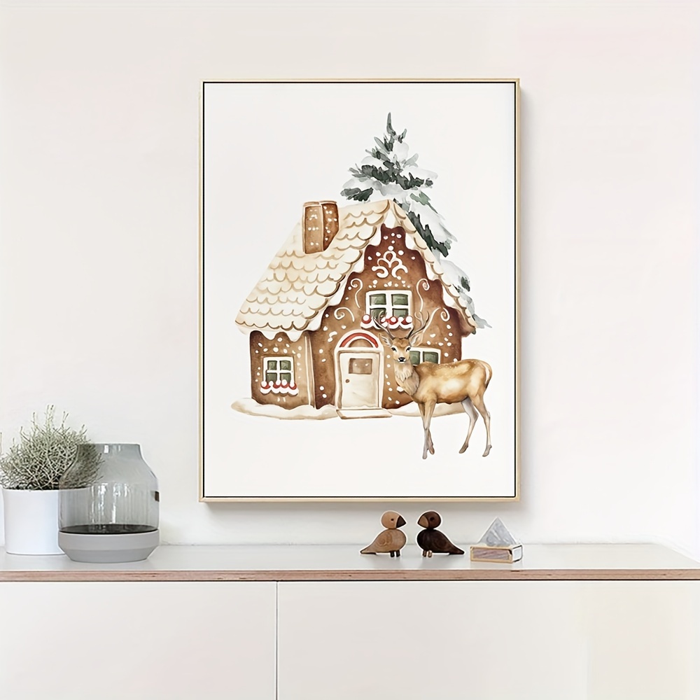 Snowy Day Reindeer Print Snow Tree Lodge Wall Art Christmas Art ...