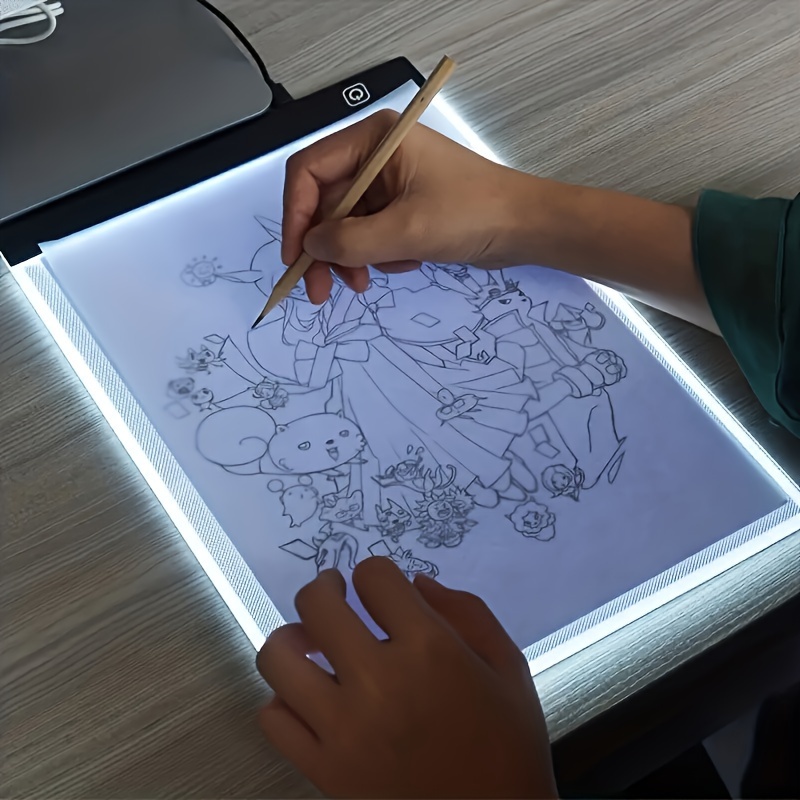 New LED Light Drawing Pad Digital Graphic Board Eye Protection Soft Light  A4 Copy Stencil Drawing Board Tablet Painting Board for Children's Art  Students Study