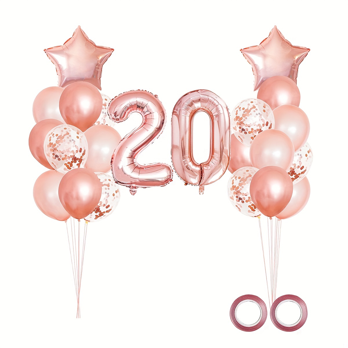 25pcs Ballons Mixtes Dorés Roses Décorations De Fête Du 20e - Temu