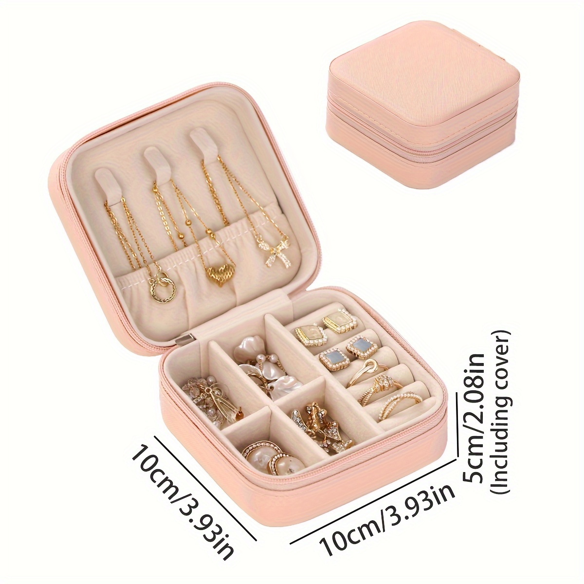 Simple Portable Jewelry Box Earring Necklace Storage Box Mini Retro Small  Jewelry Organizer Travel Accessories Storage Bag