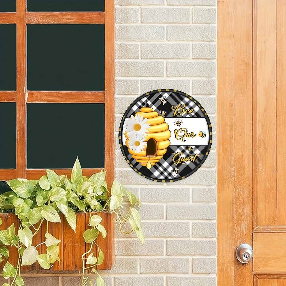 Bee Round Sign Wreath Bee Our Guest Sign Bee Decor Summer Sign Bee Hive  Sign Wall Art Plaque Decor For Home Party Door Decoration Outdoor Indoor  Wall Panel Mural - Temu