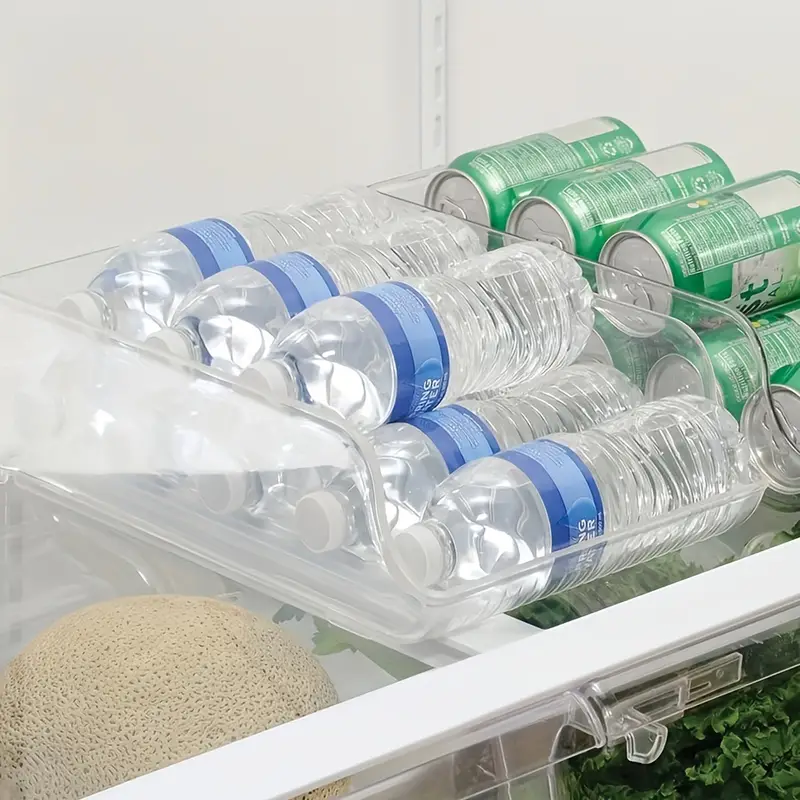 Kitchen Water Bottle Organizer, Refrigerator Clear Beverage Storage Bins  For Fridge, Freezer, Cabinet, Cupboard, Pantry Shelf, Home Kitchen Storage  Supplies - Temu