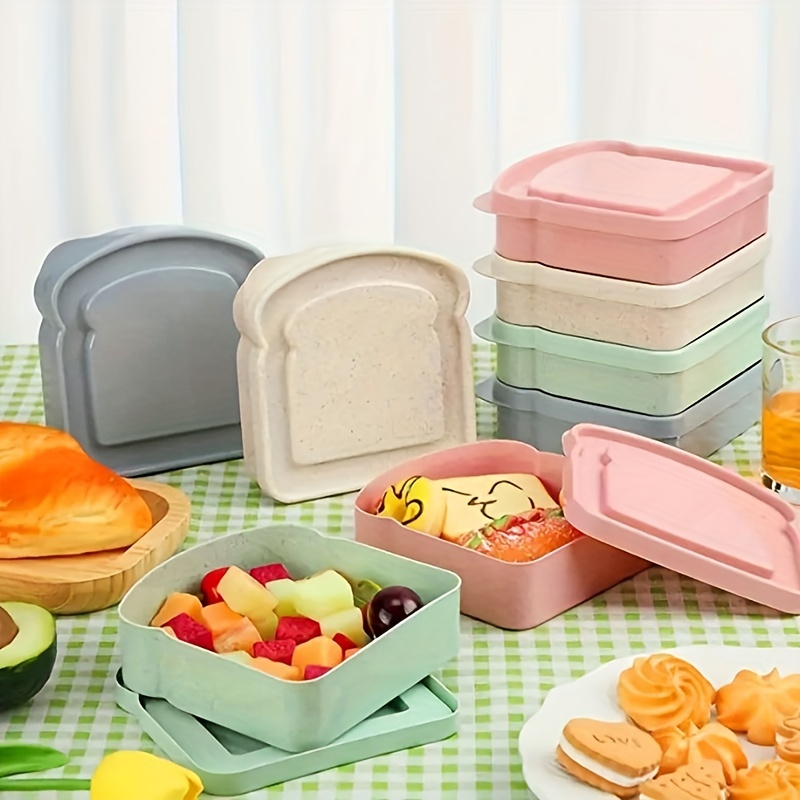 4pcs Sandwich Containers, Sandwich Containers For Lunch Boxes, Reusable Sandwich  Box Container For Kids Cute Toast Shape