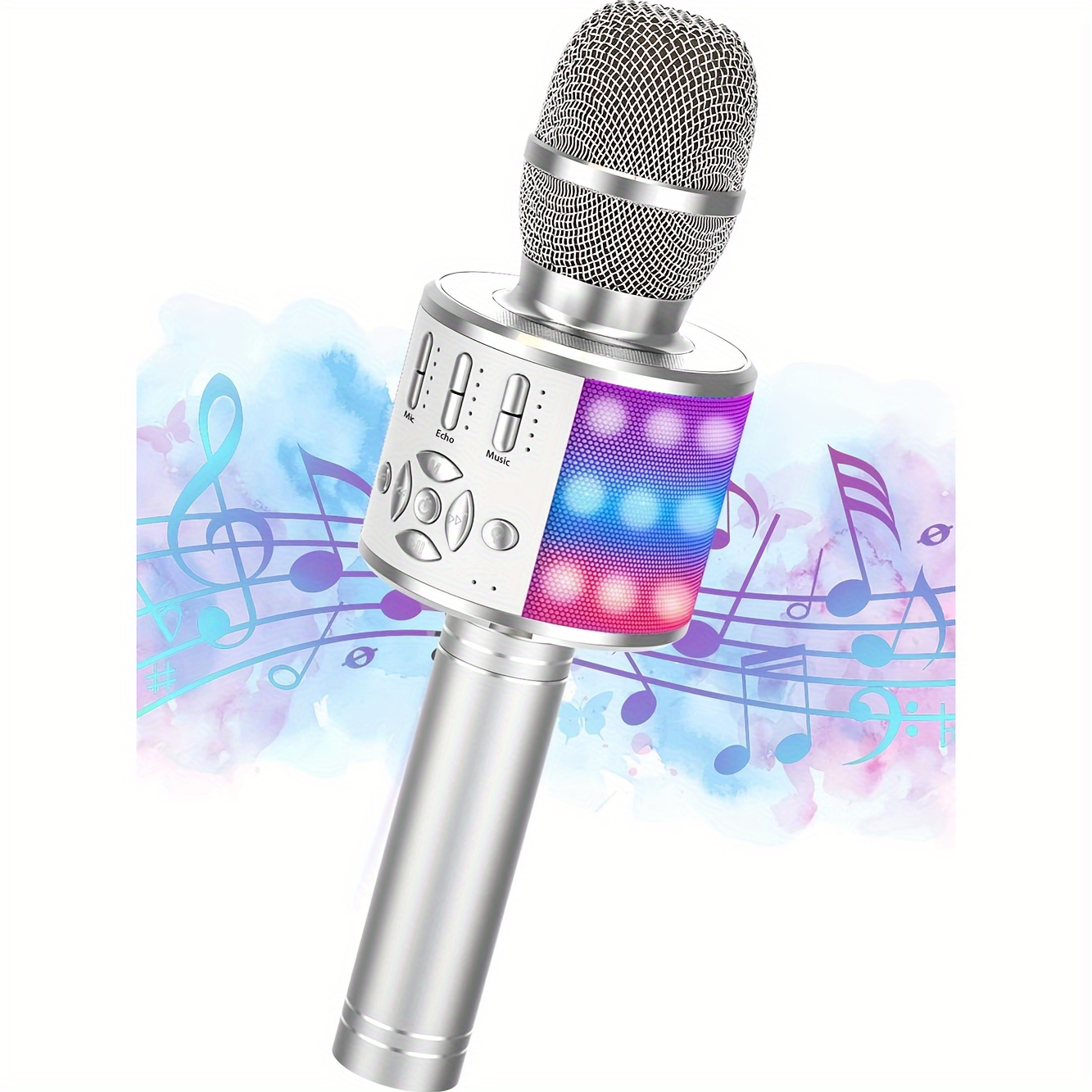 Acheter Microphone Sans Fil Karaoké Microphone Bluetooth Lecteur  Enregistreur Mini Karaoké Enfant Fête Familial pour Appareil Intelligent