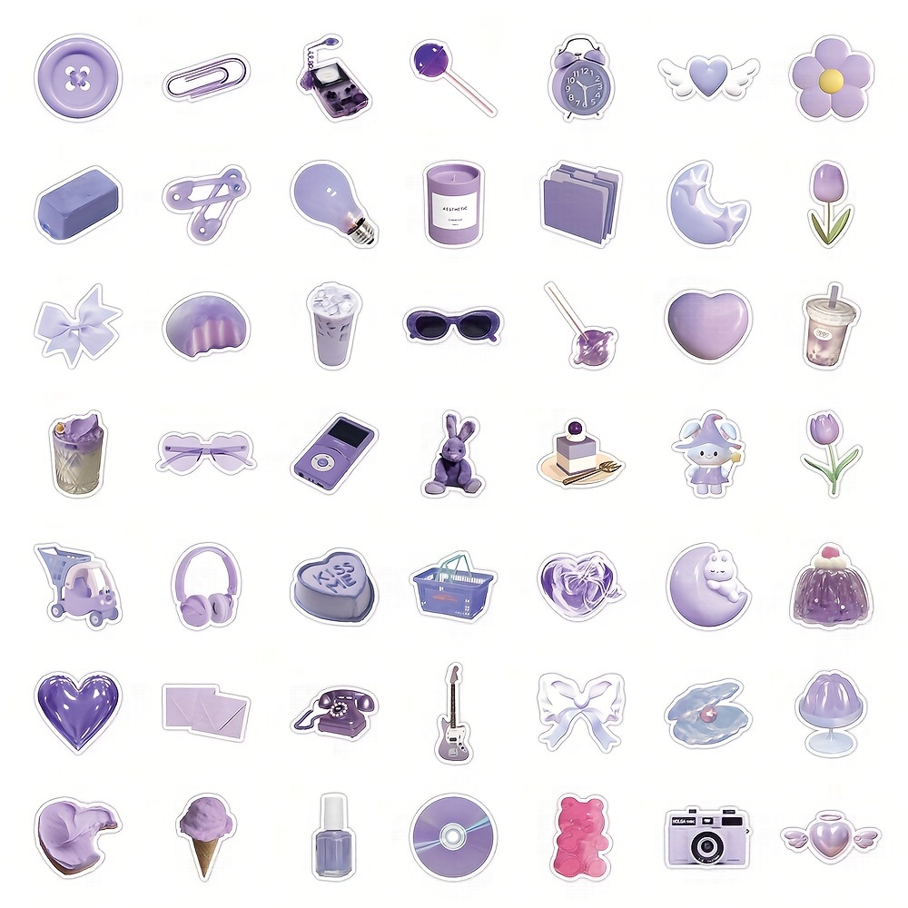  Purple Stickers for Water Bottle Purple Aesthetic Stickers for  Journaling Vinyl Stickers for Kids(50 Pcs) : Toys & Games