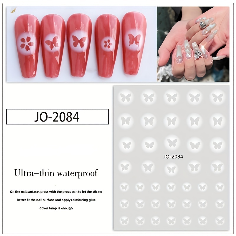 Airbrush Nail Art Stickers, 3d Self-adhesive Butterfly Heart Snowflake  French Design, Hollow Printing Template Stencil Nail - Temu