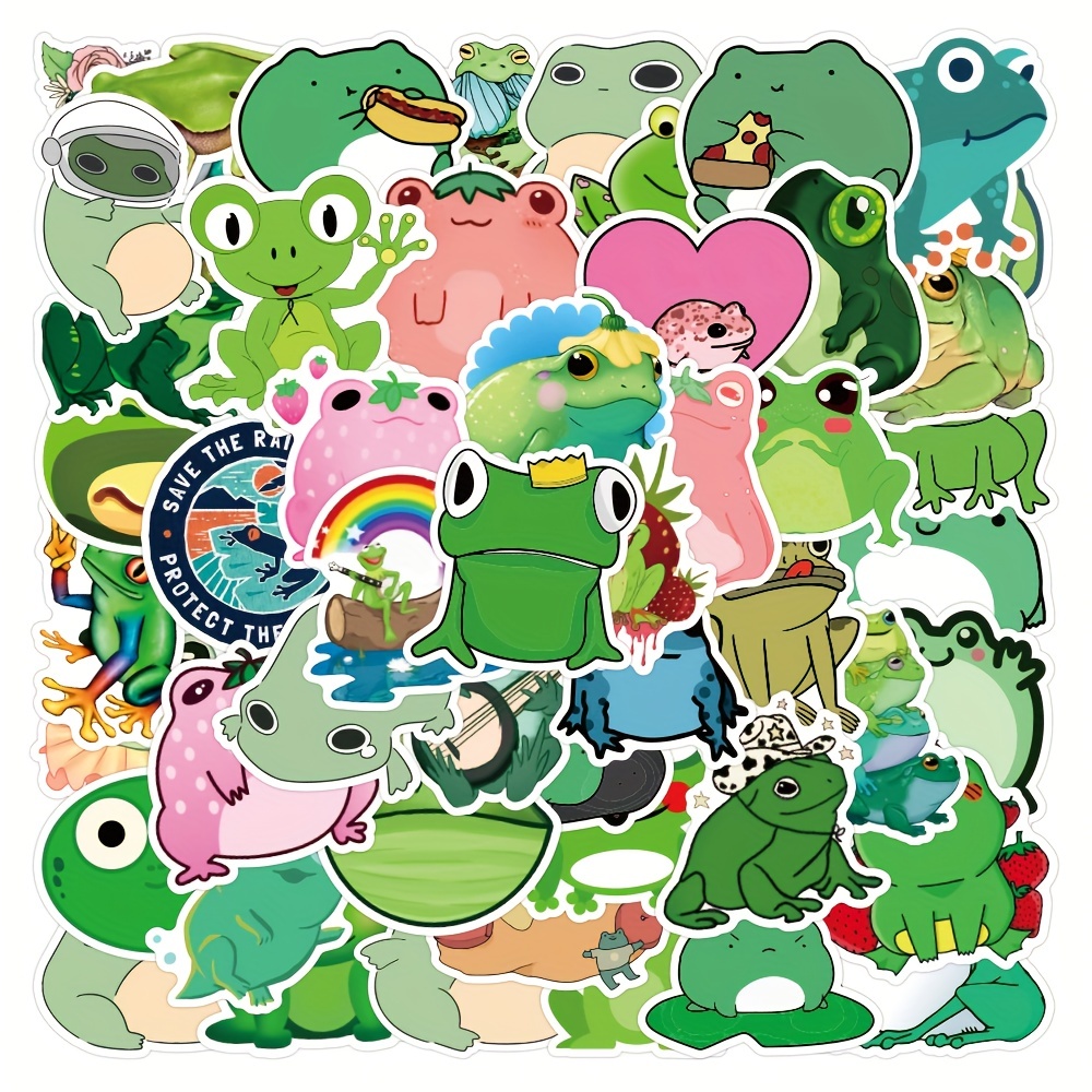 10/50pcs Cartoon Cute Frog Stickers Pack for Kids Scrapbooking Travel  Luggage Laptop Notebook Car Wall Decoration Sticker Decals