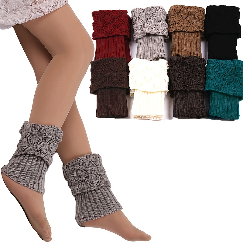 Women's Short Boot Cuffs Winter Warm Crochet Knitted Ankle - Temu