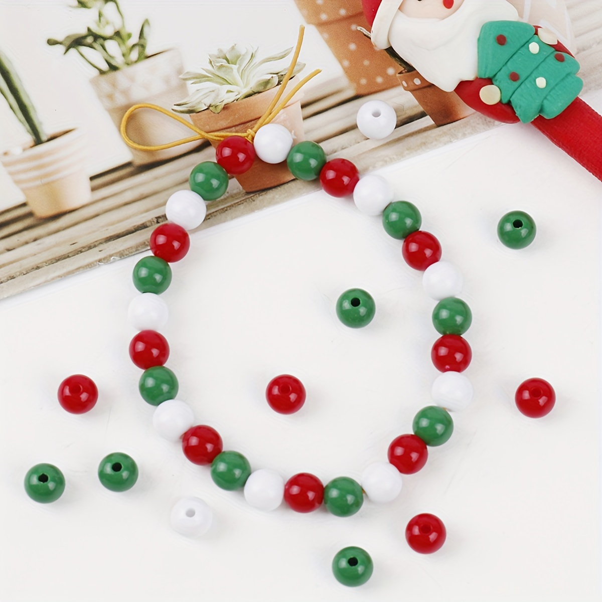 A Pack Acrylic Solid Color Round Beads Christmas Beads For - Temu