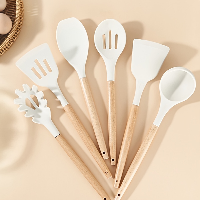 Set Utensili Cucina In Silicone Bianco 5 Pezzi Manico In - Temu Italy