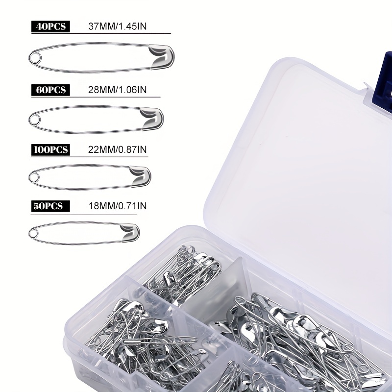 250 Pack Safety Pins by Luxurecourt 4 Assorted Sizes of Durable