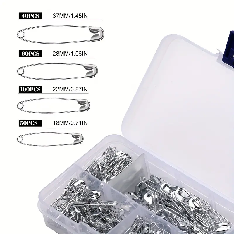 Safety Pins Luxurecourt 4 Assorted Sizes Durable Silver - Temu