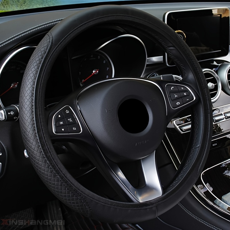 

4 Seasons Universal Car Steering Wheel Cover Non-slip Sweat-absorbing Fiber Pu Leather Handle Cover Bread Off-road Pickup Sedan