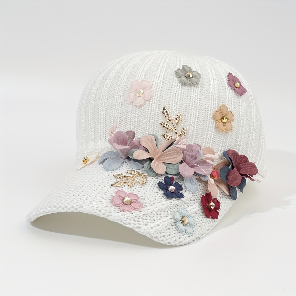 3d Flower Decor Baseball Casual Sunscreen Sports Hats Adjustable