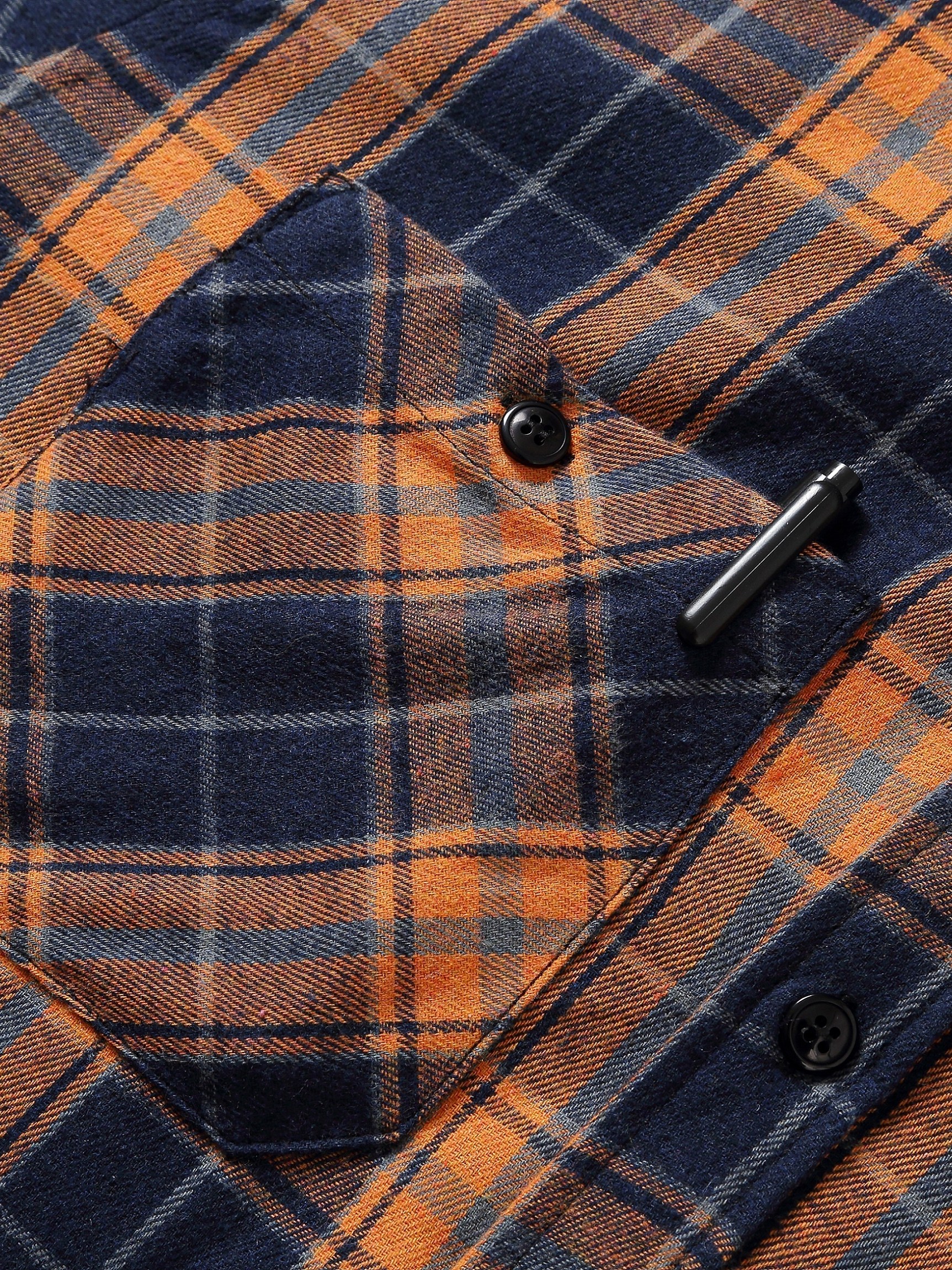 Orange Checked Casual Flannel Shirt