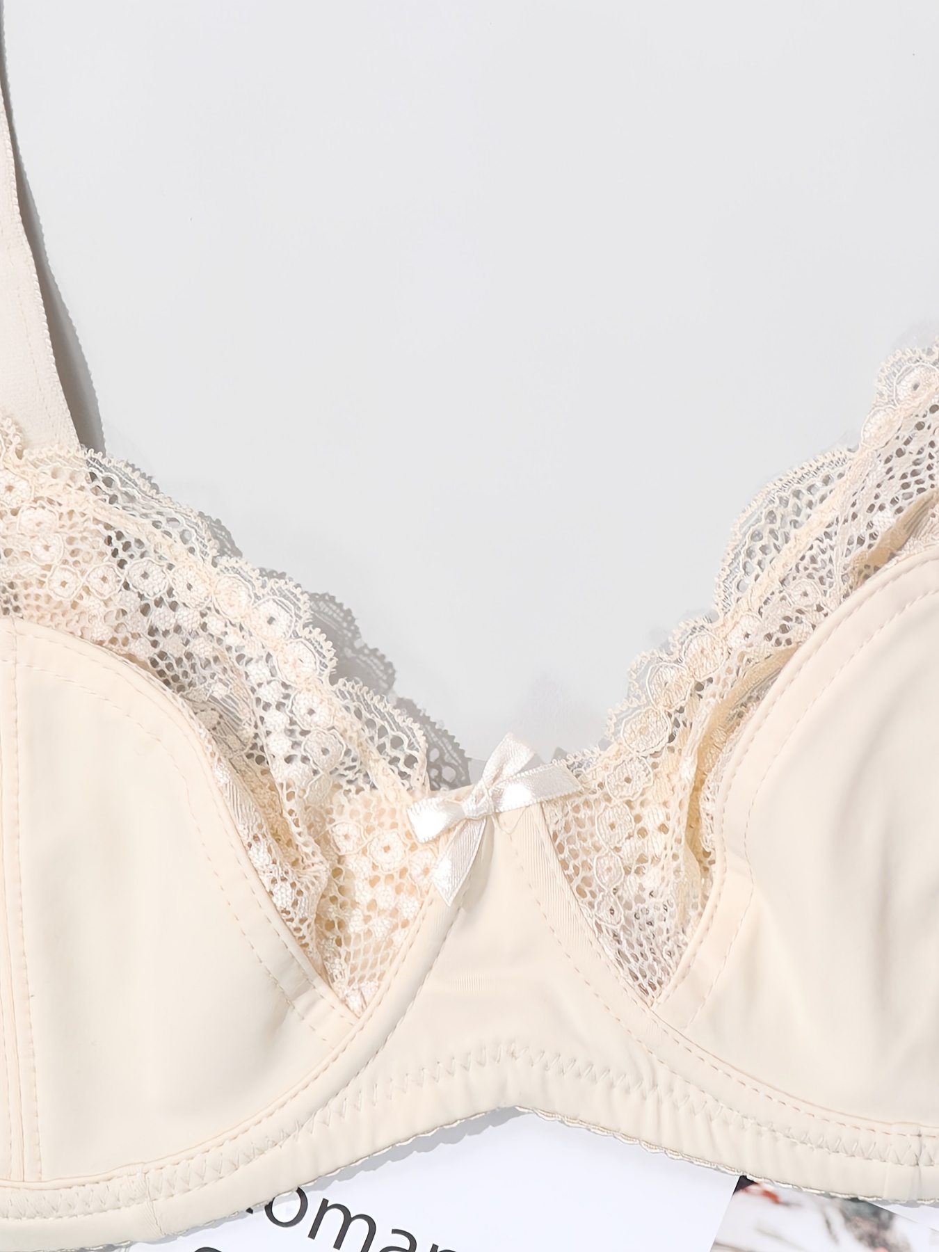Plus Size Contrast Lace Seamless Bra Panties Set Women's - Temu France