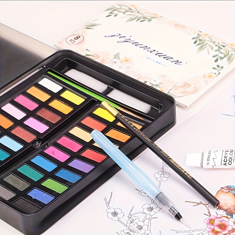 88 Colors Solid Watercolor Paint Set In Portable Box With - Temu