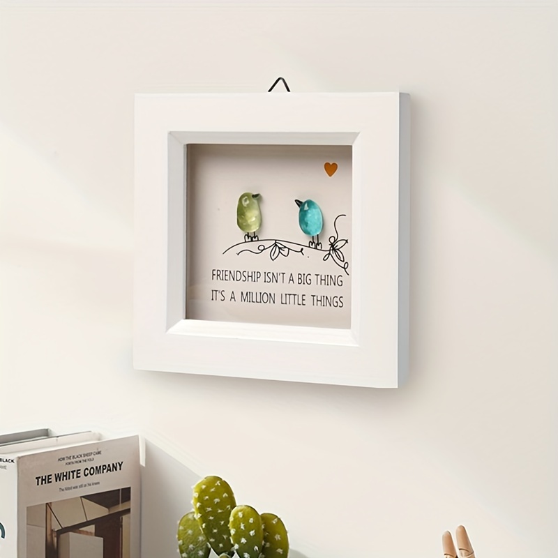 Image of Glass Art Cute Kawaii Bird And Resin Photo Frame, Creative Decoration, Style, Style, Ornament For Room, Kitchen, Courtyard, Wall, Christmas Gift, Birthday Gift