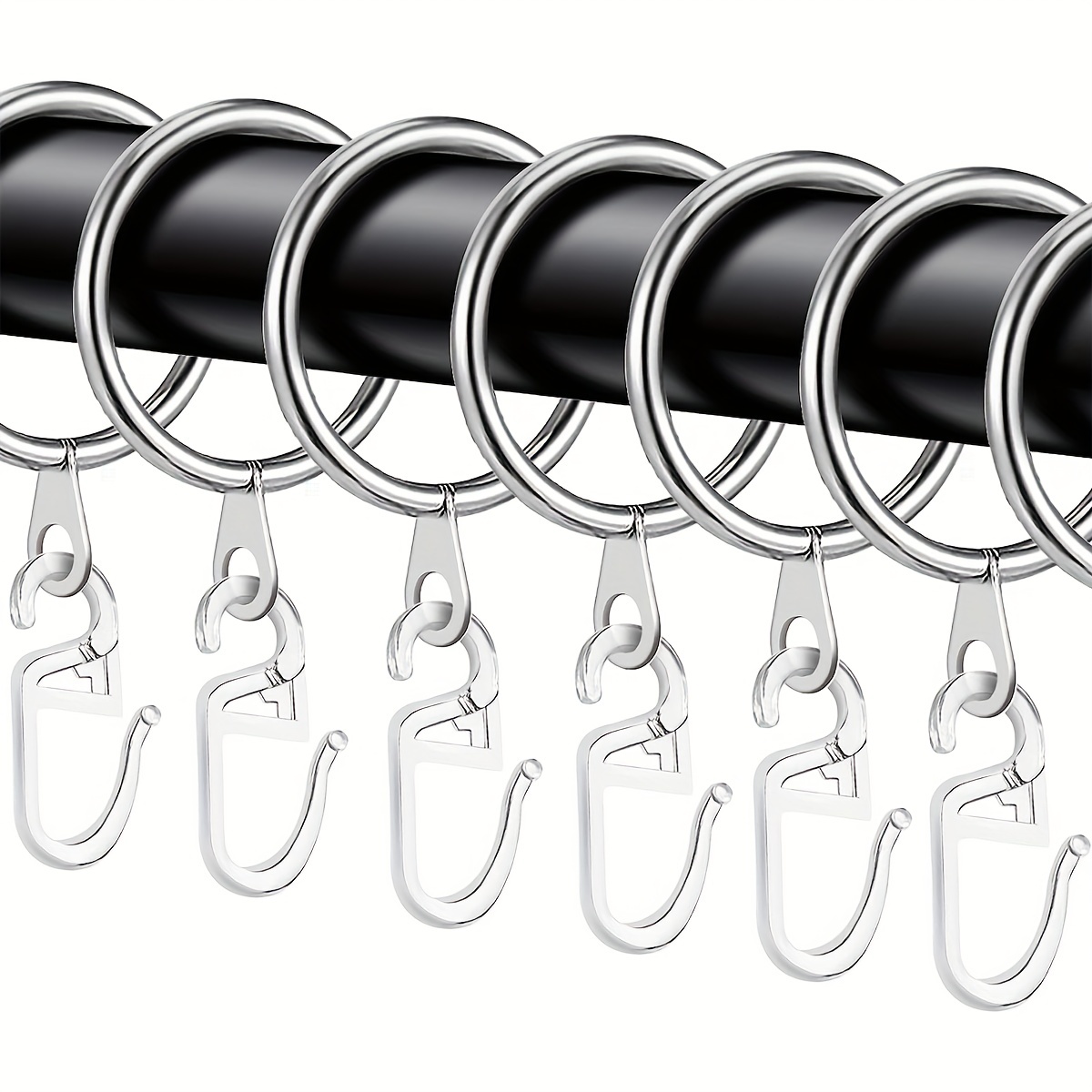 12pcs Circular Plastic Shower Curtain O Rings Drape Loop Hooks For
