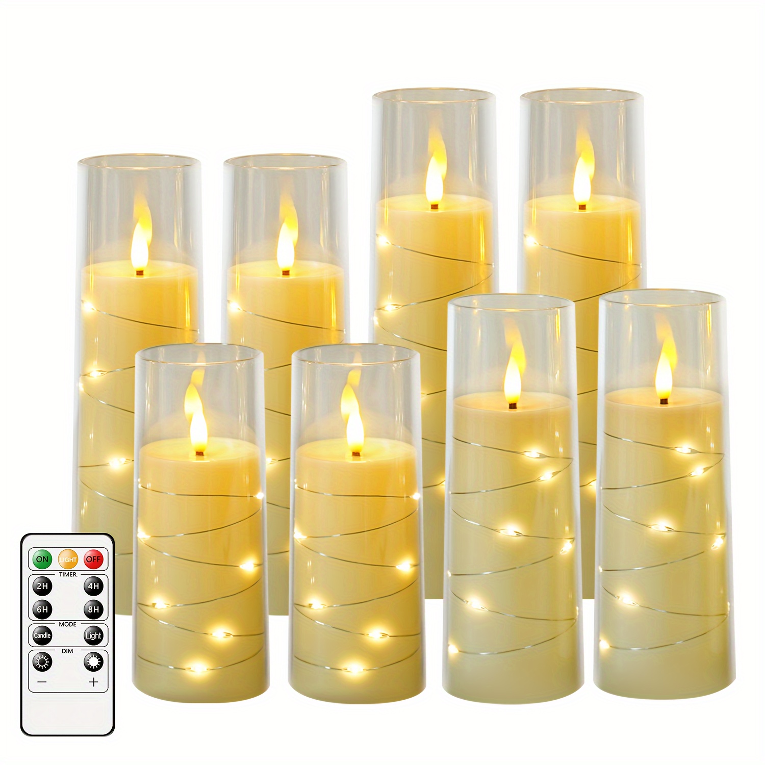Set aus 6 wiederaufladbaren LED-Kerzenlichtern mit zeitgesteuerter  Fernbedienung und flackernder Flamme, geeignet für Halloween- und