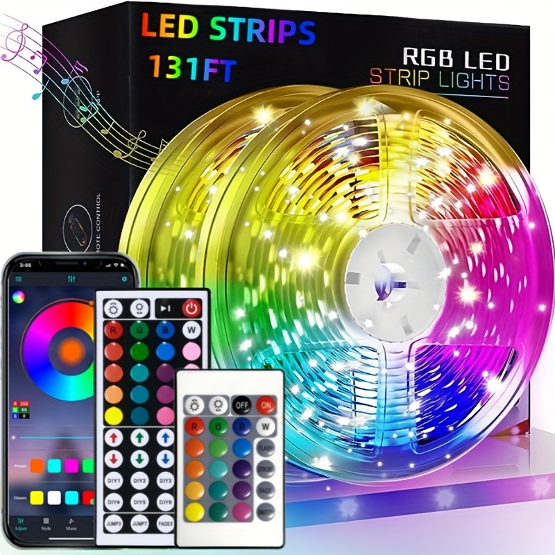 

130ft Led Lights For Bedroom, Color Changing Led Strip Lights, With Remote And App Control Rgb Led Strip Lights, Led Lights For Room Home Party Decoration, Christmas Thanksgiving Day Gift