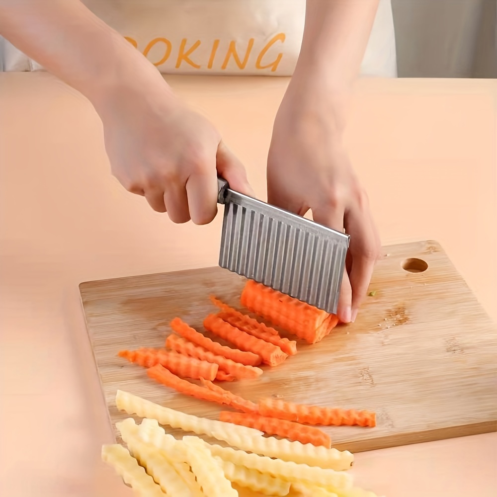 2 Pcs Wave Waffle Cutter and Crinkle Cutter Set Waffle Fry  Cutter Potato Cutter Stainless Steel Potato French Fry Cutter Slicer  Crinkle Choppers Potato Lattice Maker for Kitchen Tools (Orange): Home