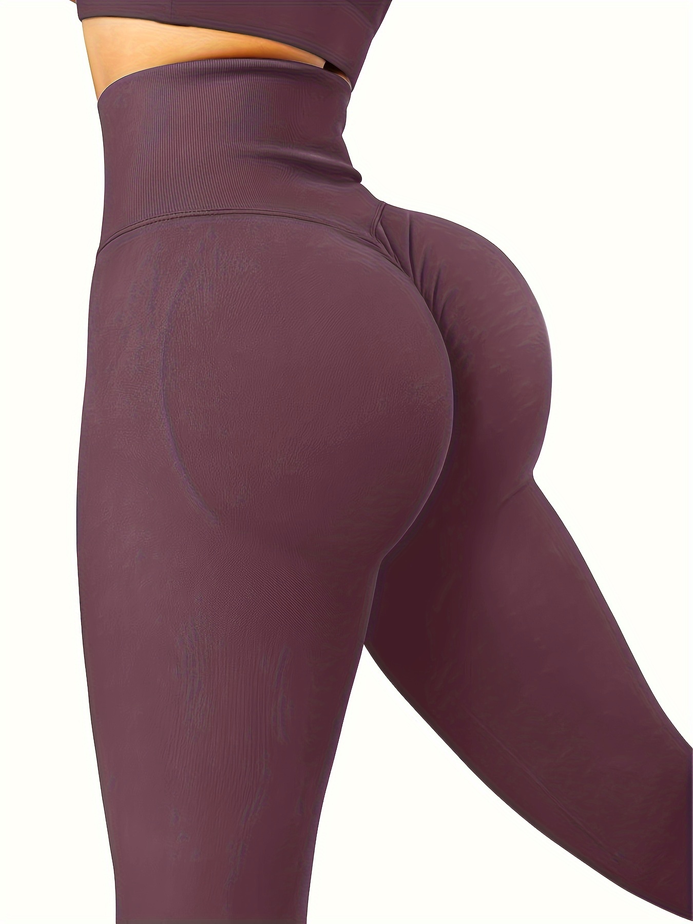Yoga Basic Solid Wide Waistband Scrunch Butt Sports Leggings